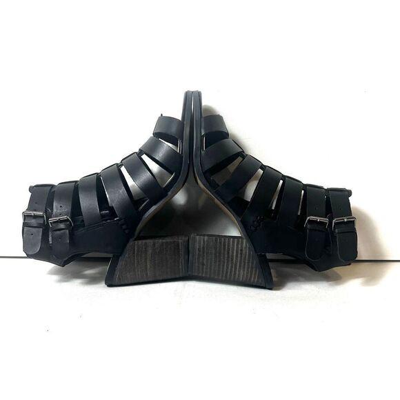 Vince Camuto Womens 7.5M Black Leather High Heels Ankle Wrap Zip Open Toe Sandal - Picture 5 of 11